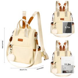 Eshow Women's Small Mini Backpack Elegant Lightweight Modern Backpack Handbag for Everyday Travel School Leisure Shopping, White 129, Vacation