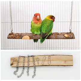 Attuslla Natural Wooden Perch Bird Stand Parrot Perch Stand, Natural Wood Platform Bird Climbing Standing Branches Toy for Small Lovebirds Budgies Cockatiels