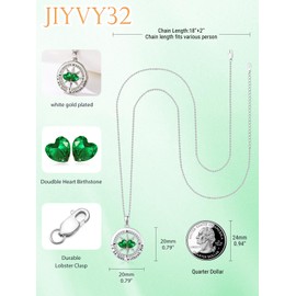 JIYVY32 Compass Necklaces for Women Compass Double Birthstone Pendant Necklaces for Her Wife Anniversary Birthday Jewelry Gifts Green Emerald & Green Emerald May & May Birthstones Necklace