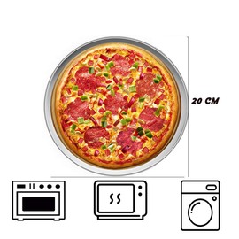 JUMRHFAN 2 x Stainless Steel Oven Round Pizza Baking Tray, Non-Stick Aluminium Bakeware for Restaurants and Homemade Pizza Baking, Dishwasher Safe (20 cm)