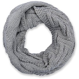 StyleBreaker 01018155 Unisex Knitted Loop Scarf with Grid and Rib Pattern, Plain Fine Knit Snood Scarf, Winter Knitted Scarf -