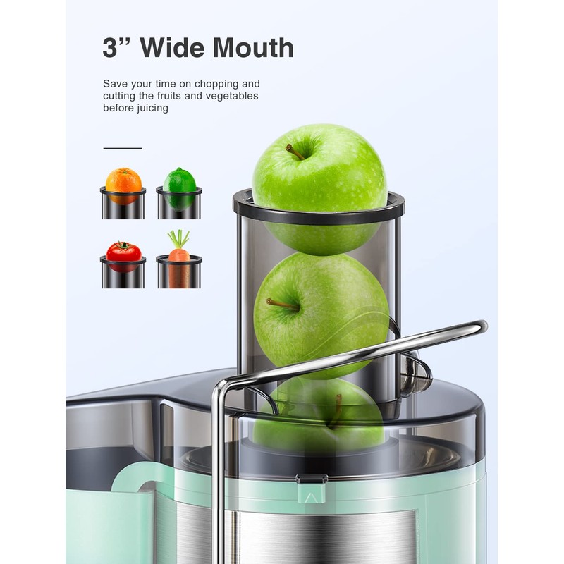 QCen Juicer Machine, 500W Centrifugal Juicer Extractor with Wide Mouth