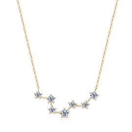 AINUOSHI Moissanite Stars Align Constellation Necklace For Women, Horoscope Zodiac Pendant Necklace Certified Lab Created Diamond Jewelry Gift for Women 925 Sterling Silver 14K Gold Plated 18-20 Inch