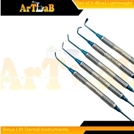 Sinus Lift Elevator Curette Dentistry Instruments - Color-Coded Blue - Lightweight Dental Tools (5 Pack) German Stainless Steel