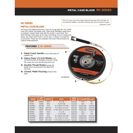Keson MC1850 Closed Metal Housing Fiberglass Measuring Tape (Graduations: ft., in, 1/8), 50-Foot