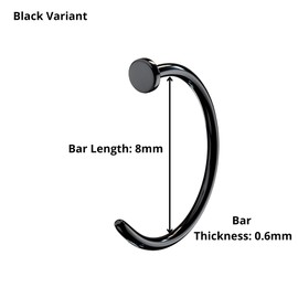 PiercedOff Titanium Black IP over 316L Surgical Steel Nose Hoop - Thickness 22GA (0.6mm) / Diameter 8mm