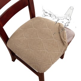 Genina Waterproof Dining Room Chair Cover Set of 6, Stretch Jacquard Seat Covers for Dining Room Chairs, Kitchen Parsons Chair Covers Slipcover Protector