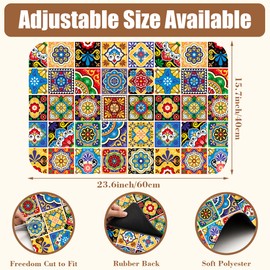 POIUBLE Talavera Mexican Tiles Dish Drying Mat for Kitchen Counter Bar Mat Hide Stain Absorbent Rubber Backed Coffee Mat Maker Espresso Machine Bar Accessories 15.7 x 23.6 Inch