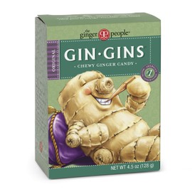 GIN GINS Original Chewy Ginger Candy by The Ginger People – Anti-Nausea and Digestion Aid, Individually Wrapped Healthy Candy - Original Ginger Flavor, 4.5oz Boxes - Pack of 12