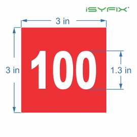 iSYFIX Red Consecutive Number Stickers – 1 to 100, 3-inch, 1 Set – Vinyl Self Adhesive Premium Decal, Ideal for Inventory, Storage, Organizing, Boxes, Bins, Toolbox, Lockers & More, Indoor/Outdoor