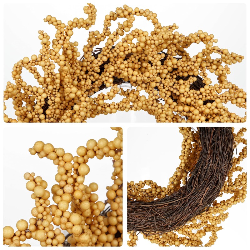 Briful 2 Pack Fall Berry Wreaths 12in Artificial Yellow Foam