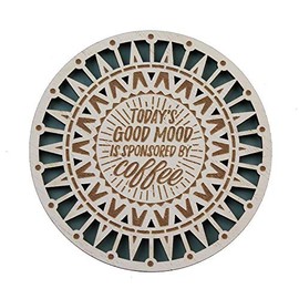 History & Heraldry Woodcuts Sentiment Wooden Coaster Gift Idea Coffee Good Mood