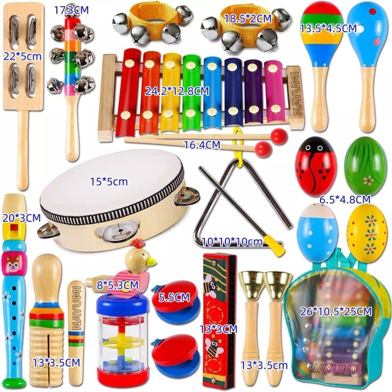 Nayumi Instrumentos Musicales Percusión De Madera Para Niños 22pcs