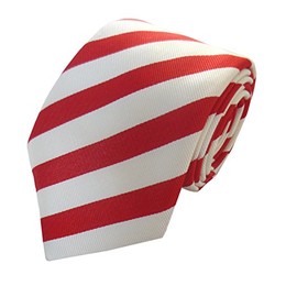 Men's 100% Silk Red & Cream Striped Neck Tie (Standard Tie 56 inch)