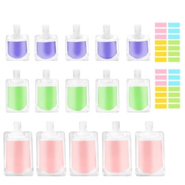 Ruayia Tragbare Reise-Flüssigkeitsbeutel Transparent, Set mit 15 Stück, 30ml/50ml/100ml, auslaufsicher, Quetschbeutel für Toilettenartikel, Lotion, Kosmetikdosen