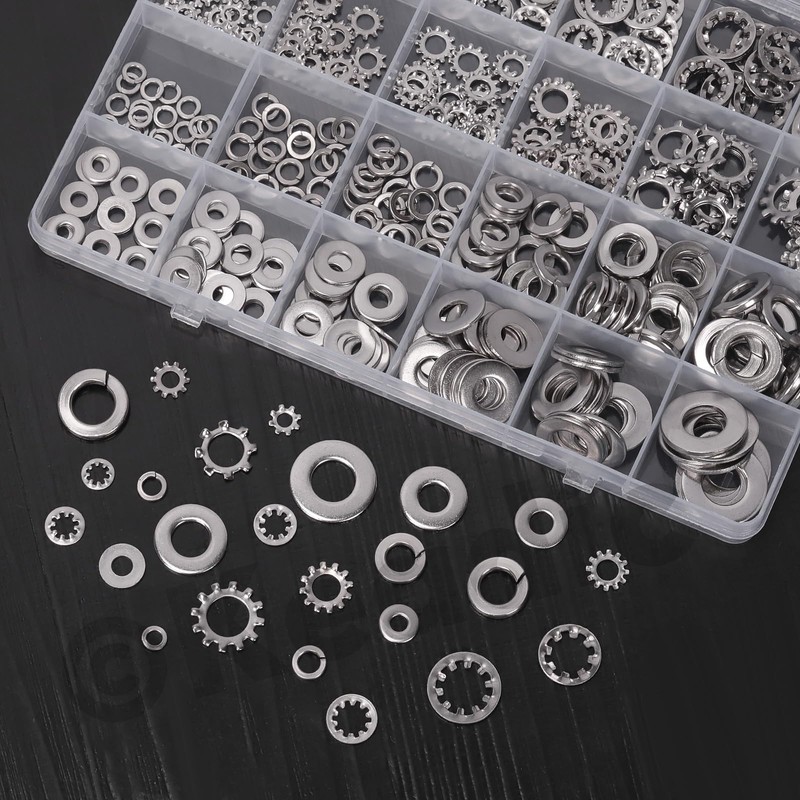 Keadic 400Pcs Split Lock Washer & External & Internal Star