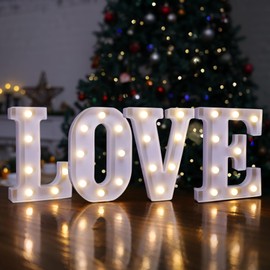 TEHIBIEN LED Marquee Sign Light Up Letters, Battery Powered LED Letter Sign for Night Light, Love Decor