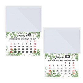 2026 Peel and Stick Calendar Stickers Hanging Mini Calendar Card Pocket Holders 2-in-1 Car Monthly Wall Desk Pasted Calendar for Auto Car Fridge Home Office (Two)