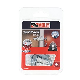 Molly Nylon Sting Fixing with Hooks, 25 mm - Pack of 4