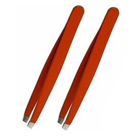 Professional Stainless Steel Eyebrow Tweezers – Precision Tweezer for Ingrown Facial Hairs – 2 Pcs Pack by DMX INTL (Red)