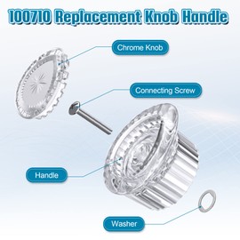 Enhon 2 Pcs Replacement Knob Handle Kit Compatible with Moen 100710 Shower Handle, Shower Knob Replacement for Single Handle Bathroom Faucet Tub Shower Handle, Chrome Knob Insert