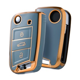 OATSBASF Car Key Case Suitable for VW, VW Golf 7 Key Case, Key Box Cover for VW Polo, Skoda, Tiguan, MK7 3 Buttons (GR Green)