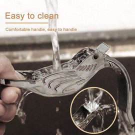 Silver Manual Lemon Juicer Stainless Steel Lemon Squeezer Small Portable Bird Shape Lemon Juicer Portable Hand Fruit Press for Citrus Orange Lime Pomegranate