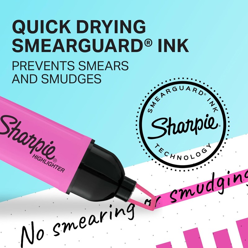 SHARPIE Clear View Resaltadores, punta de cincel, colores surtidos, 4