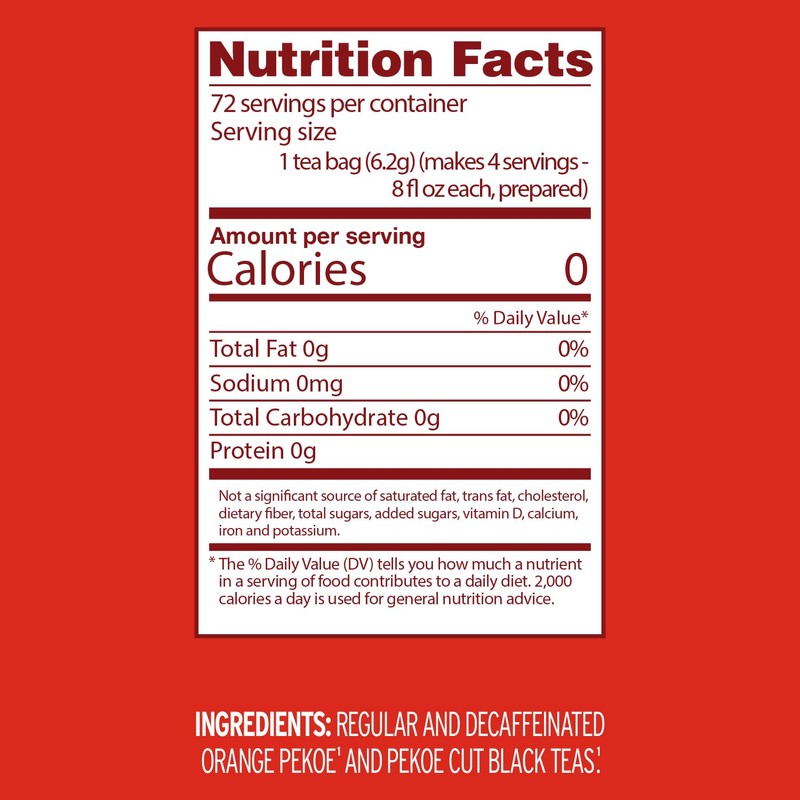 Luzianne Unsweetened Half-Caff Iced Tea Bags, Family Size, 18ct Box