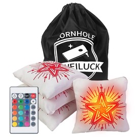 AIWEILUCK LED Cornhole Bags - 5 Dynamic Modes with Remote Control, Cornhole Bags That Light Up Your Game, Cornhole Accessories for Outdoor Backyard Game,Night Parties