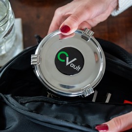 CVAULT Large 2 oz Storage Container | Air Tight & Light Resistant | Food Grade Stainless Steel | Includes 62% RH 8-gram Pack