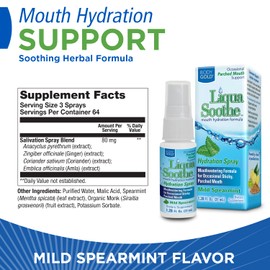 Body Gold Liqua Soothe Mouth Spray, Oral Care Formula for Occasional Dry Mouth Feeling, Supports Healthy Levels of Mouth Hydration w/Akarkara and Ginger, Mild Spearmint Flavor, About 64 Serv, 1.28oz