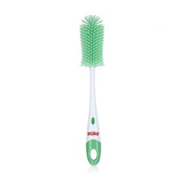 Nuby Soft Non-Scratch Silicone Bristle Bottle & Nipple Brush with Looped Handle, Aqua