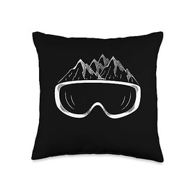 Ski goggles or snowboard goggles and mountains in background Throw Pillow