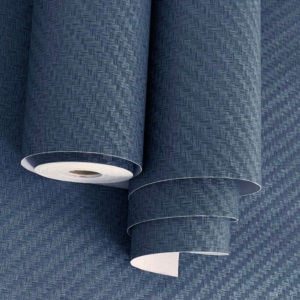 Haimin Fabric Wallpaper Textured Contact Paper (24in X 393in) Navy