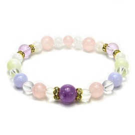 happi-bomu Happy bomb Lavender Amethyst Large 10 Mil Blue Lace Mother of Pearl Good Luck Natural Stone Power Stone bracelet