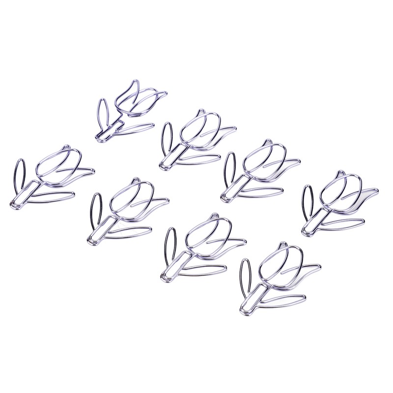 50Pcs Tulip Paper Clips Cute Purple Tulip Design Durable Metal