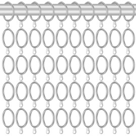 Aoyfuwell 50 Pcs Metal Curtain Rings 32mm ID, Silver Curtain Pole Rings Drape Sliding Eyelet Ring for Curtains Poles Drapery Curtains Hanging Ring for Shower Poles Rods