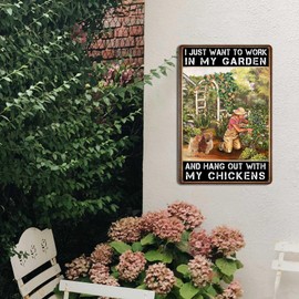 Funny Chicken Coop Metal Signs Garden Decor For Outside Garden Gnomes Outdoor Funny Gifts For Women Cute Chicken Coop Accessories I Just Want To Work In My Garden And Hang Out With My Chickens Sign