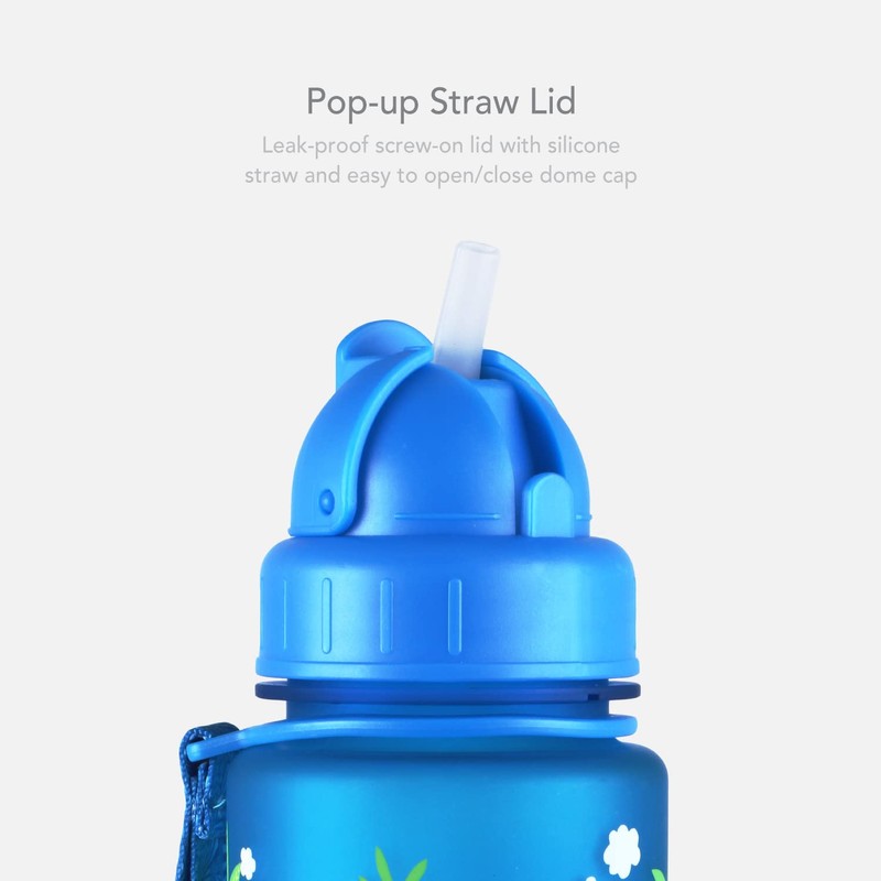 LittleLife Children's Water Bottle With Easy-Access Lid & Straw,Blue,400ml