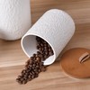 JOJUNO White Ceramic Canister Set with Wooden Lid, 3-Piece Airtight