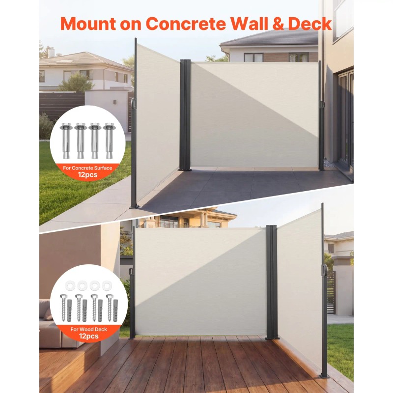 71\" X 236\" Outdoor Patio Side Awning 180 G/m2 Waterproof