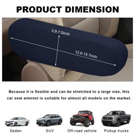 KVAEY 2 PCS Car Front Seat Armrest Covers, Elastic Fabric Stretch Car Seat Armrest Protectors, Soft Front Seat Armrest Cover Replacement, Universal Vehicle Accessories for Cars (Dark Blue)