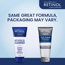 Retinol Men's Gel Cleanser - Gently exfoliates skin for improved texture and radiance and Removes impurities trapped in your pores