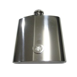 Silver Toned Oval Etched Tarantula Spider Bug Insect 6 Oz. Stainless Steel Flask