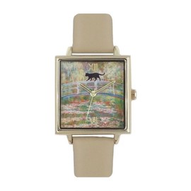 Follow N00725S-1 MOC Women's Cat Art Parody Watch, Beige, beige