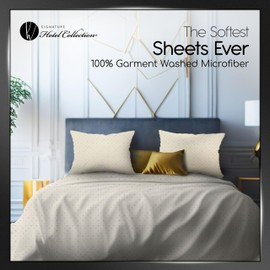 Signature Hotel Collection Queen Sheet Set - 4 Piece Soft Sheets - Hotel Luxury, Easy Care - Includes Flat Sheet, Fitted Sheet, & 2 Pillowcases Queen Hotel Sheets, Dora