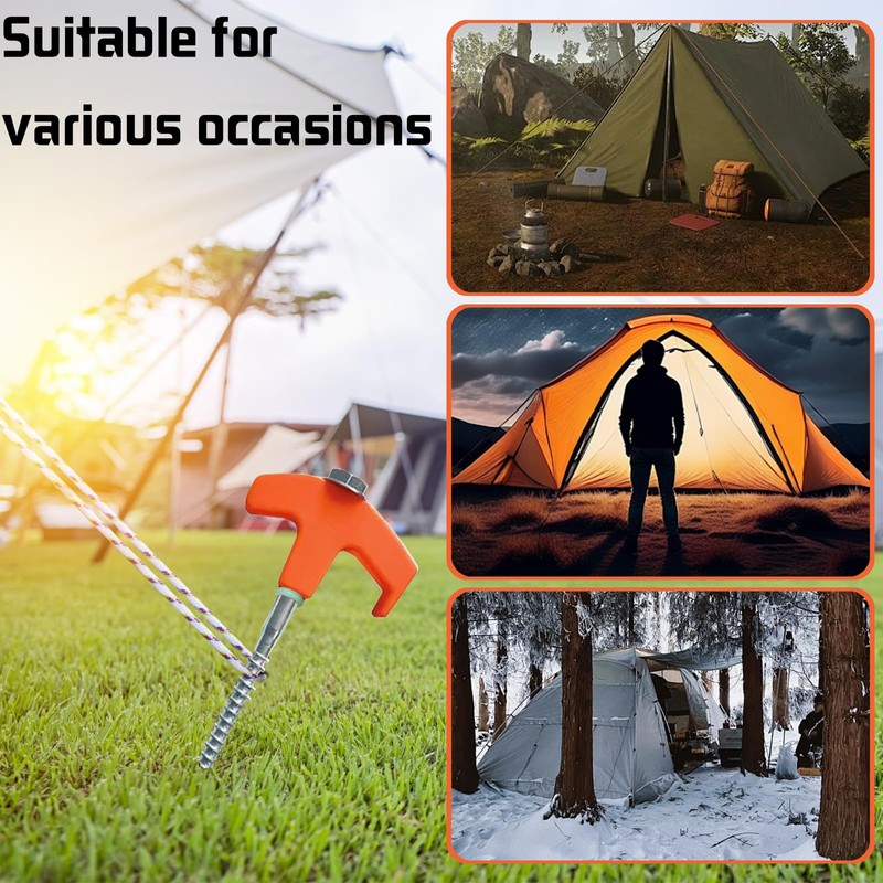 CWENDANER Pack of 12 Rotating Tent Pegs with Thread, 20