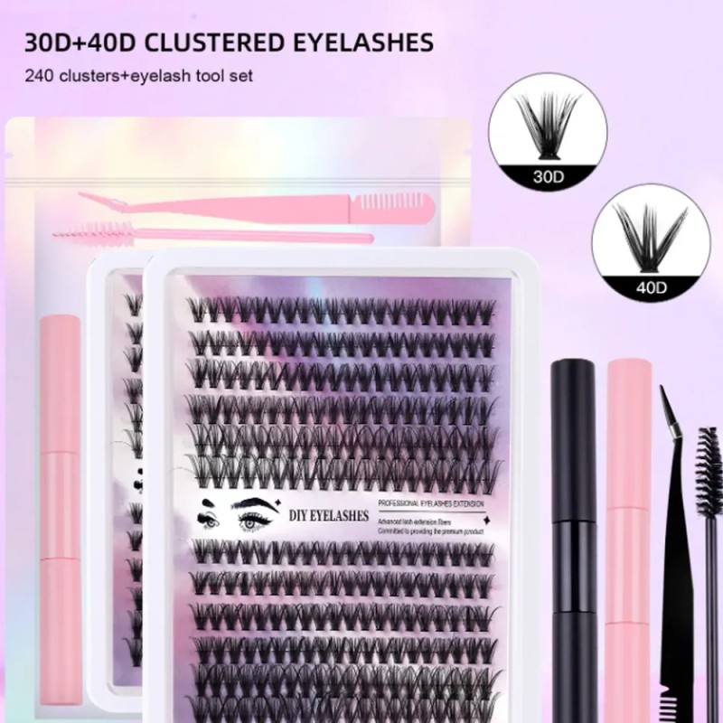 Kit De Extensión De Pestañas Diy Mink Racimos Pestañas Mix