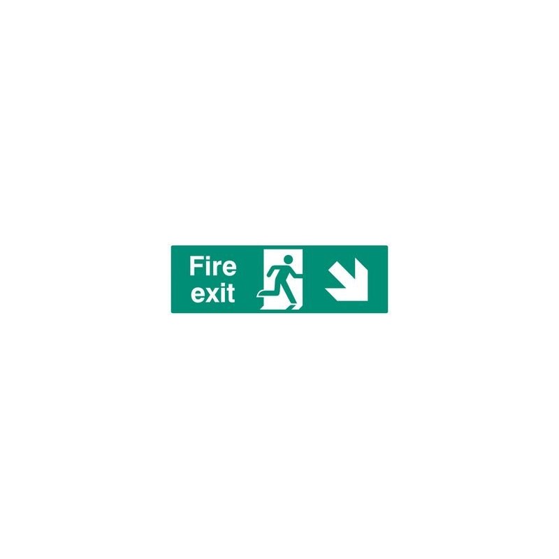 Fire Exit Down Right Sign, SAV, Signs Personal Protection, Site